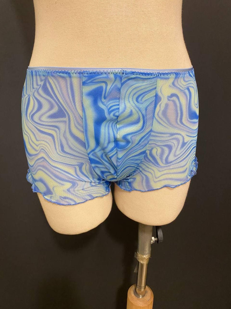 Blue Marble Mesh Boxer Shorts, Gender Neutral Lingerie