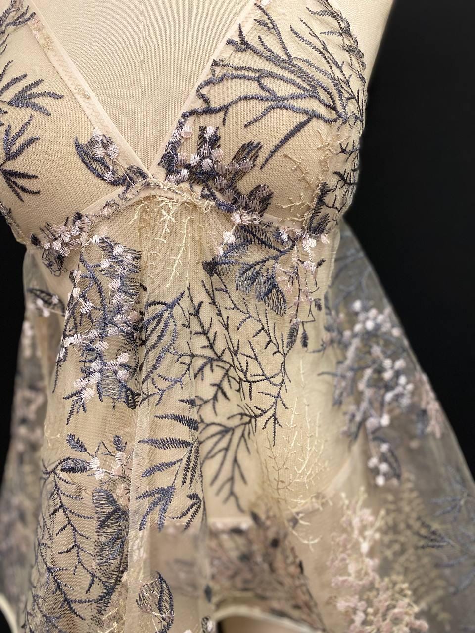 Embroidered Floral Babydoll Lingerie Set