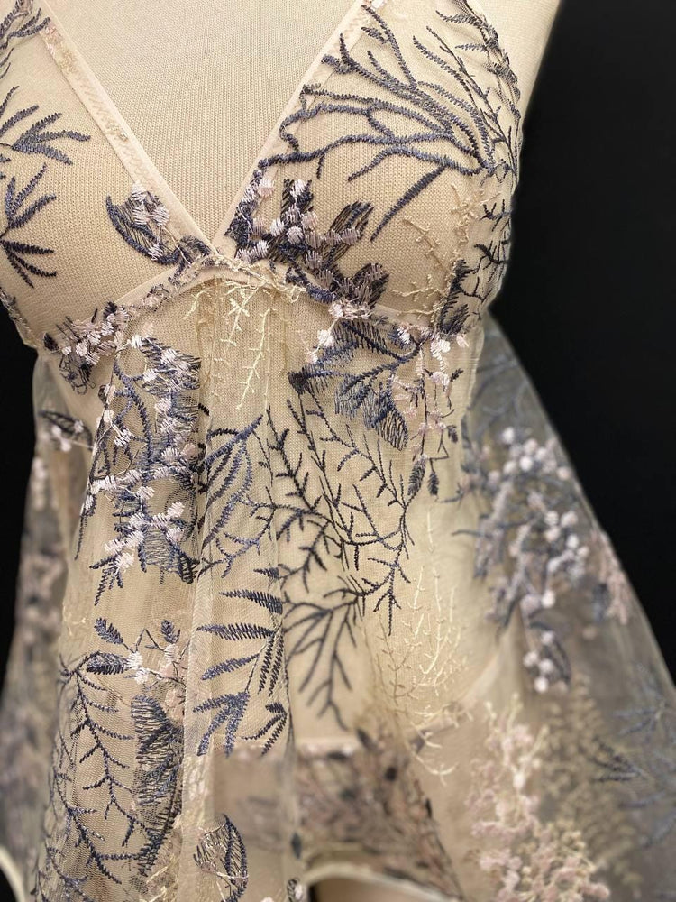 Embroidered Floral Babydoll Lingerie Set