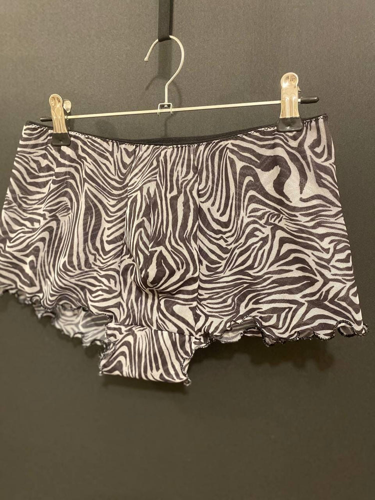 Zebra Mesh Boxer Briefs | Handmade Sheer Men’s Lingerie