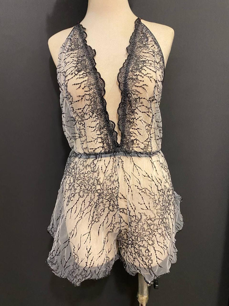 Luxury Sheer Lace Babydoll Lingerie | Open Back Teddy | Bridal Lingerie | Honeymoon Nightwear | Handmade Romantic Bodysuit