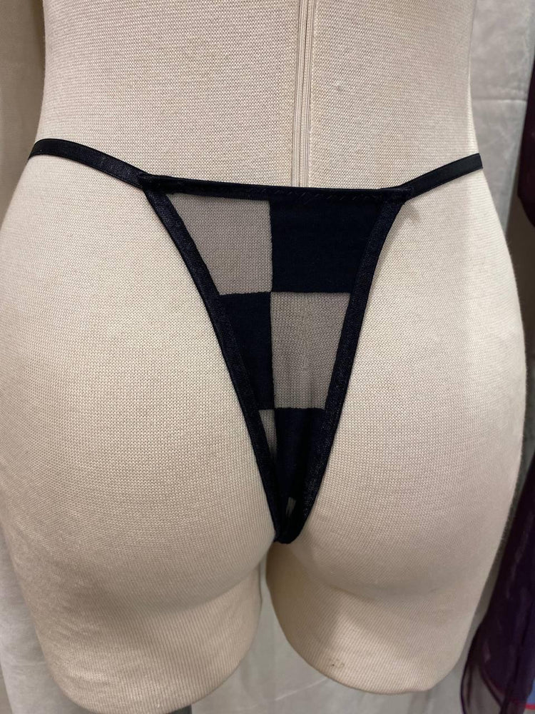 Handmade in İstanbul Black Geometric Mesh Thong