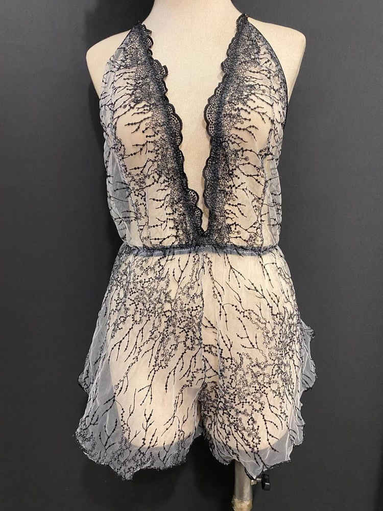 Luxury Sheer Lace Babydoll Lingerie | Open Back Teddy | Bridal Lingerie | Honeymoon Nightwear | Handmade Romantic Bodysuit