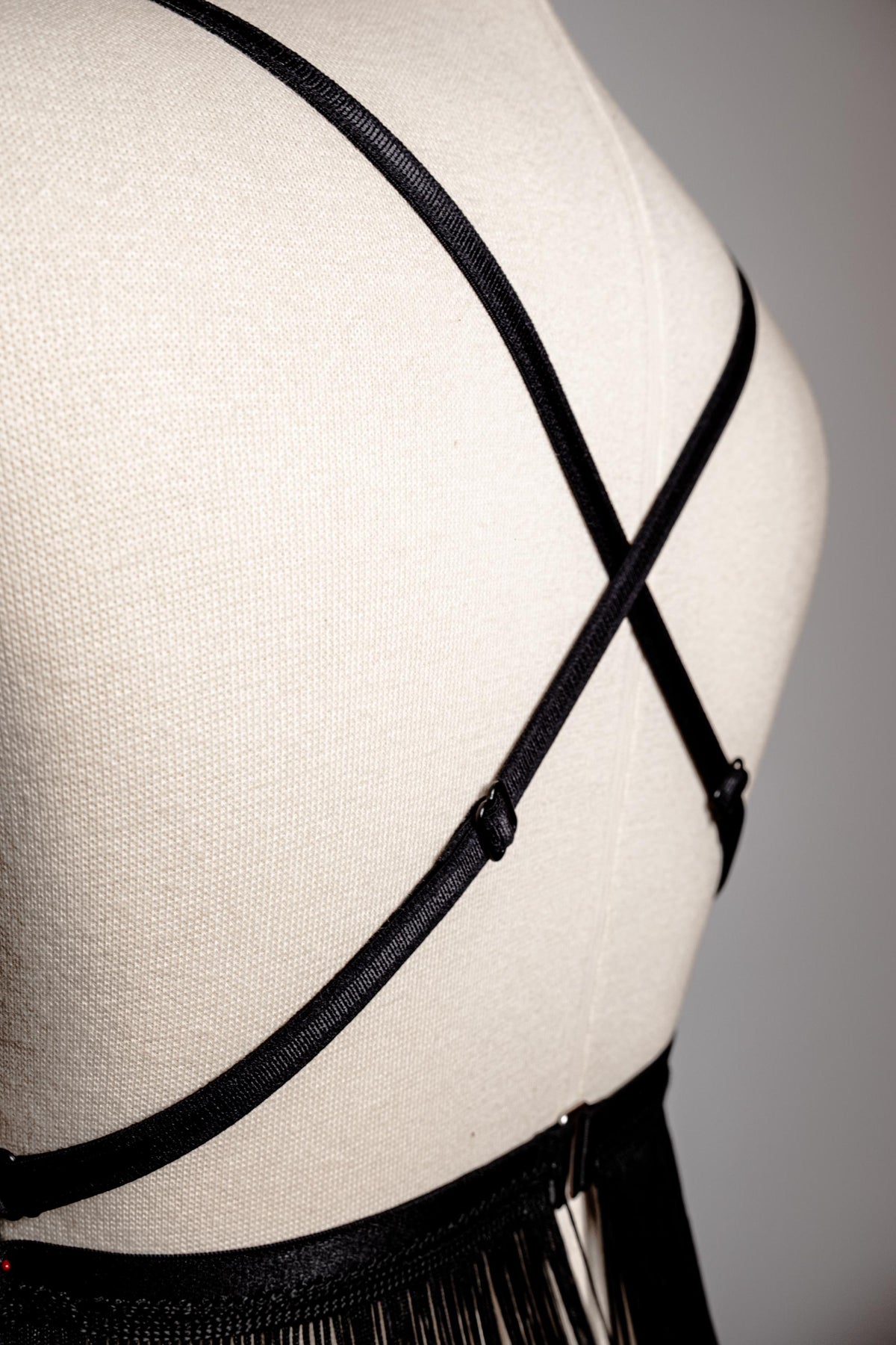 Handmade in İstanbul Sequin Mesh, 1920s Flapper Style Handmade Black Fringe Lingerie