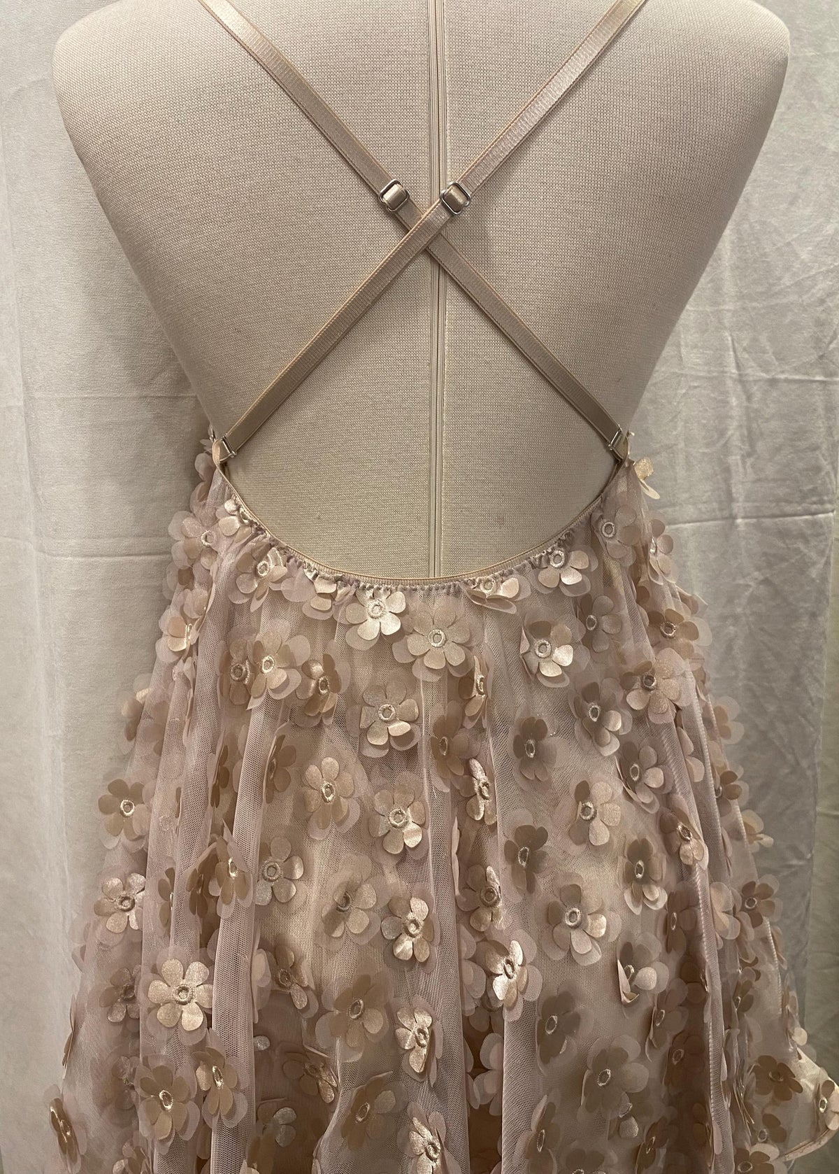 Luxury Floral Babydoll Lingerie Set, 3D Flower Sheer Mesh Nightgown, Bridal Lingerie, Honeymoon Gift, Handmade Lingerie, Ivory Nude